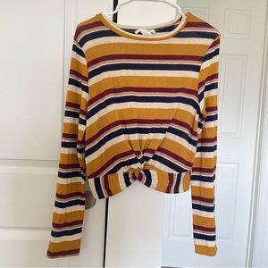 Cropped Stripe Long Sleeve Tee